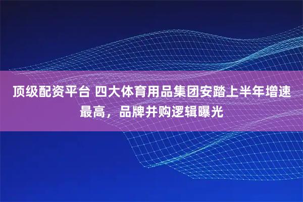 顶级配资平台 四大体育用品集团安踏上半年增速最高，品牌并购逻辑曝光